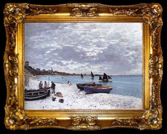 framed  Claude Monet The Beach at Sainte-Adresse, ta009-2